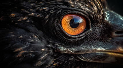 close up of a crow's eye