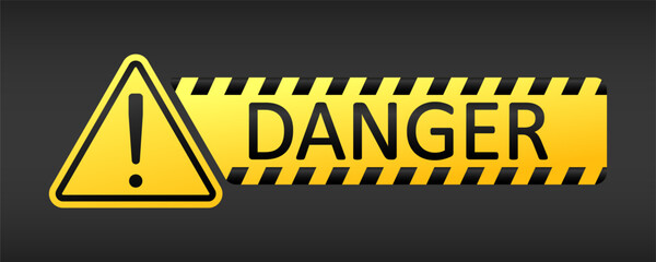 Warning sign, danger sign, caution sign, attention sign. Warning signs with exclamation mark.