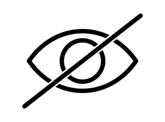 Crossed out eye sign symbol . Privacy and block symbol. Eye silhouette isolated on white background