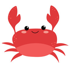 Vector illustration of cartoon crab. Cute and beautiful hand drawn crab. Sea animal vector illustration.