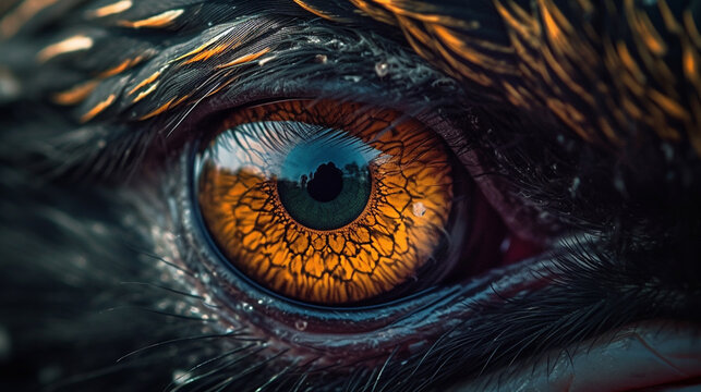 close up of a crow's eye