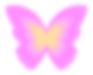 Y2k gradient butterfly. Aura sticker. Holographic blurred figure. Groovy aesthetic neon illustration