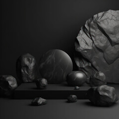 Black 3D Render of a stone fixture 