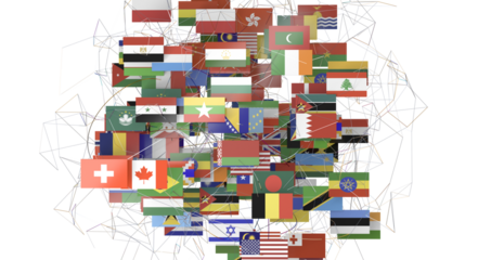 World map with all states and their flags