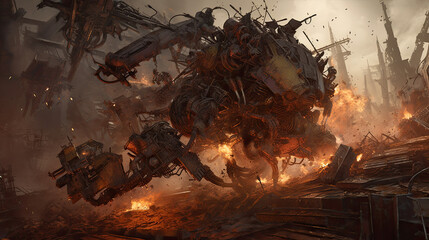 Armed Steampunk Mech Fighting in a Ruined City
Generative AI Technology