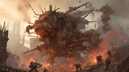 Armed Steampunk Mech Fighting in a Ruined City
Generative AI Technology