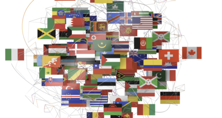 World map with all states and their flags