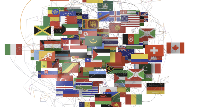 World map with all states and their flags