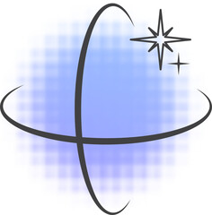 Y2k gradient blurred planet. Abstract shape and retro sticker with aura. Aesthetic figure.