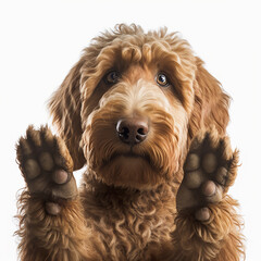 Young Labradoodle dog on white background AI Generated photo