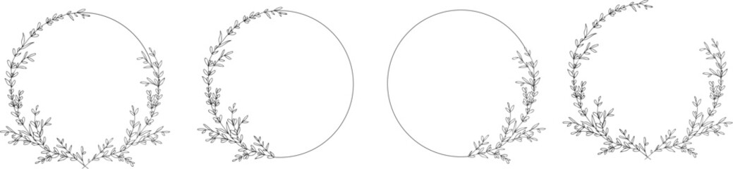 Luxury botanical gold wedding frame elements on white background. Set of circle shapes, glitters, eucalyptus leaves, leaf branches. Elegant foliage design for wedding, card, invitation, greeting