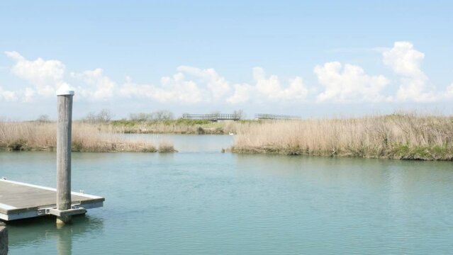 Delta Po Biosphere Reserve, Italy, the docking of Bocca di Po of Goro