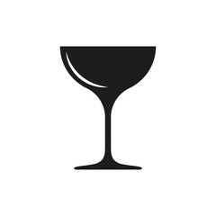 A coupe glass for champagne, for cocktails. Vector icon.