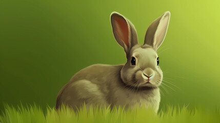 Rabbit Bunny Green Background Spring Easter