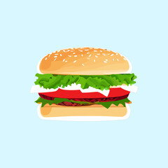 Hamburger clip art flat vector isolated cartoon