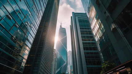 Obraz na płótnie Canvas downtown financial district and city skyline, city, glass tall buildings, Generative Ai