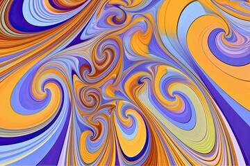 Fototapeta na wymiar Swirling psychedelic pattern, retro wave wallpaper, fluid groovy backdrop, vector illustration. Generative AI