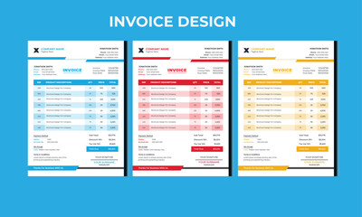 Invoice design for corporate office money bills.