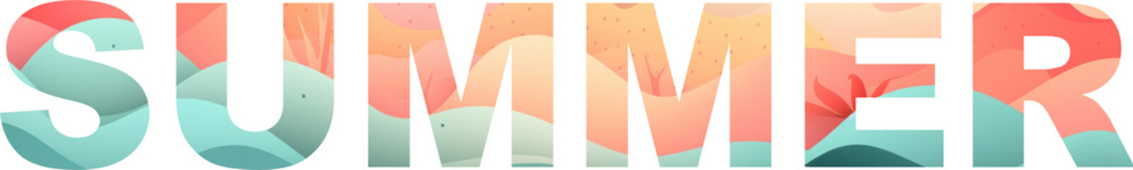 Summer sign in pastel colors on transparent background. Generative AI.