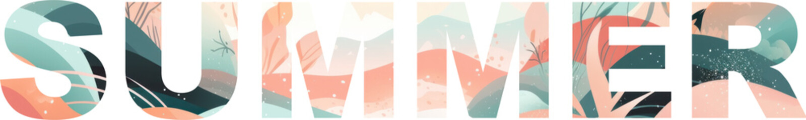 Summer sign in pastel colors on transparent background. Generative AI.