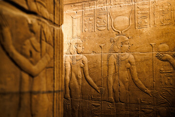 Engraving depicting pharaoh's lives in Isis temple - Philae - Aswan - Egypt