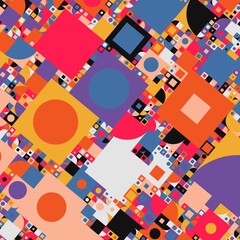 Abstract Geometric Fractal Colorful Pattern Bright Retro Texture Background