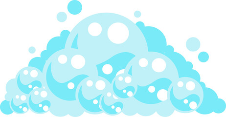 Soap foam bubbles. Cartoon bath suds of shampoo.
