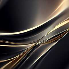 Obraz premium abstract black and gold waves background, Generative AI