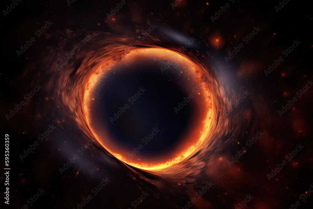 Sticker black hole illustration in outer space. wormhole in universe. created with generative ai