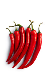 Composition of red peppers. Isolated on white background.