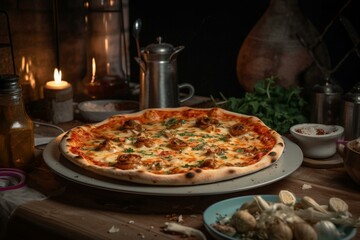 Obraz na płótnie Canvas Plate of pizza. Generative AI