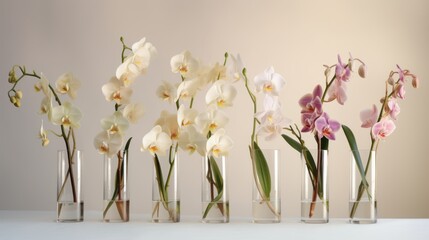 bouquet of cut orchid in vase isolated on background, generative ai