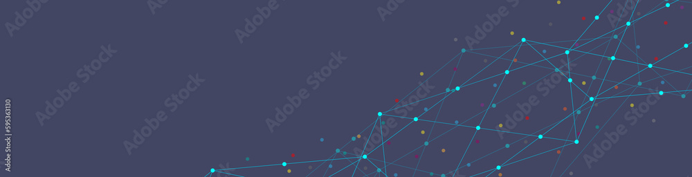 Wall mural digital technology background of global network connection and communication with connecting the dot