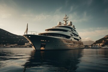 Fototapeta na wymiar A lavish yacht moored in the Mediterranean, superior quality. Generative AI