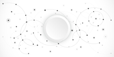 Abstract geometric background with plexus circles. Illustration of minimalistic design