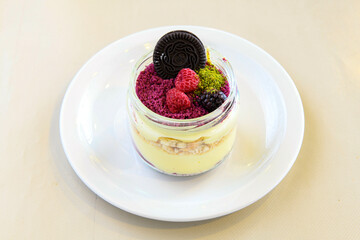 Turkish Dessert Sobiyet  Baklava, mussels baklava and classic baklava with Pistachio . Cevizli, Fistikli Baklava, top view.