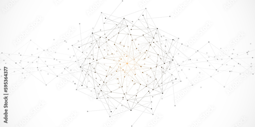 Poster abstract fractal background and geometric pattern with connecting dots and lines
