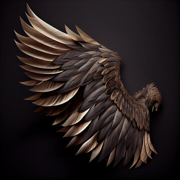 wings isolated on dark background. Ai generated