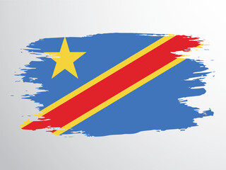 Vector flag of the Democratic Republic of the Congo drawn with a brush