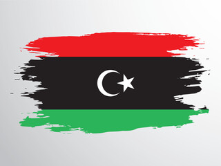 Vector flag of Libya painted with a brush