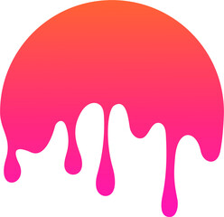Melted drips shape. Drop flow of neon gradient liquid. Sauce chocolate ink splashes.