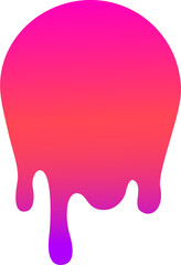 Melted drips shape. Drop flow of neon gradient liquid. Sauce chocolate ink splashes.