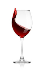 red Wine in glass isolated on white background, full depth of field