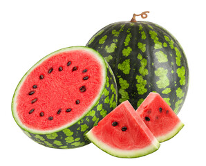 Watermelon isolated on white background, full depth of field