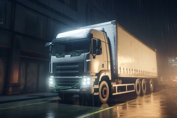 Cargo truck with protection and insurance, 3D rendering. Generative AI