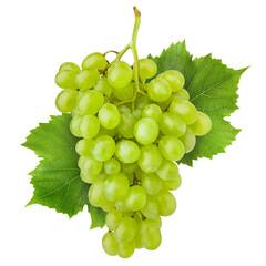 Green grape, isolated on white background, full depth of field