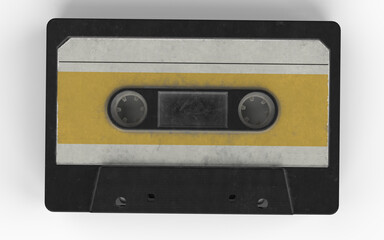 classic new clean cassettes in different colors on a white background