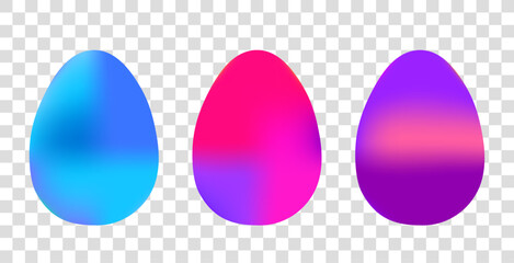 Easter eggs set isolated on white background, colorful gradient. Happy easter