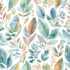 foliage texture, watercolor, seamless pattern, Generative AI