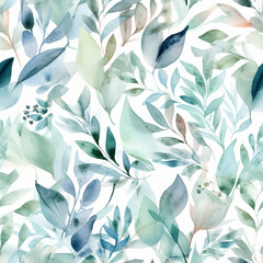 foliage texture, watercolor, seamless pattern, Generative AI